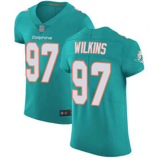 Dolphins 97 Christian Wilkins Aqua Green Team Color Men Stitched Football Vapor Untouchable Elite Jersey